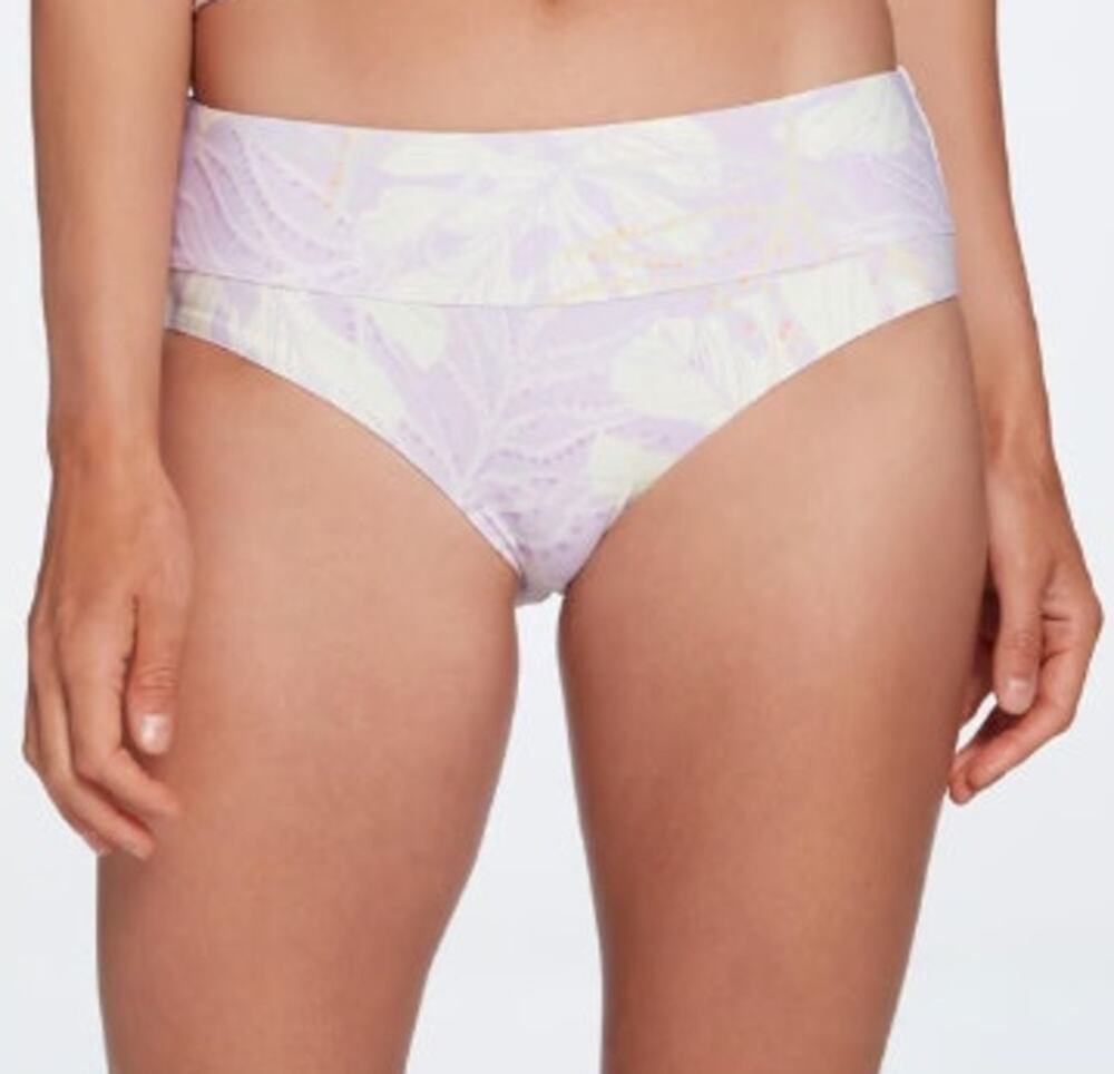 CALIA Mid Rise Wide Band Swim Bottoms Palms Lavender XXL NEW